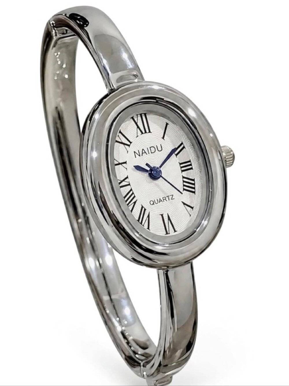 DESTANICO Women's Silver Bangle Watch White Dial Roman Quartz NEW